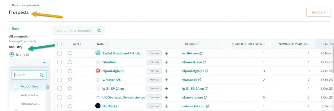 HubSpot Prospects tool 2