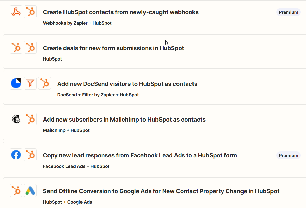 Zaps for HubSpot and Zapier 10
