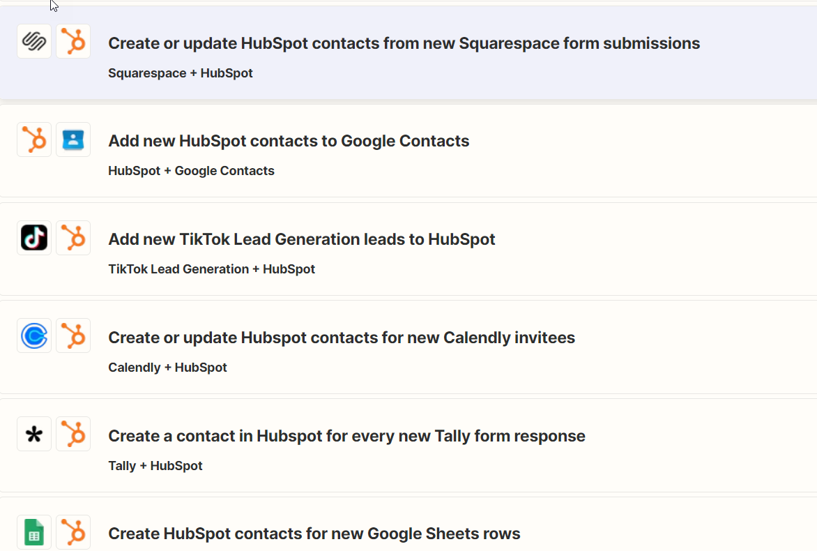 Zaps for HubSpot and Zapier 3