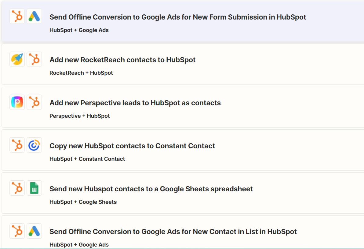 Zaps for HubSpot and Zapier 8