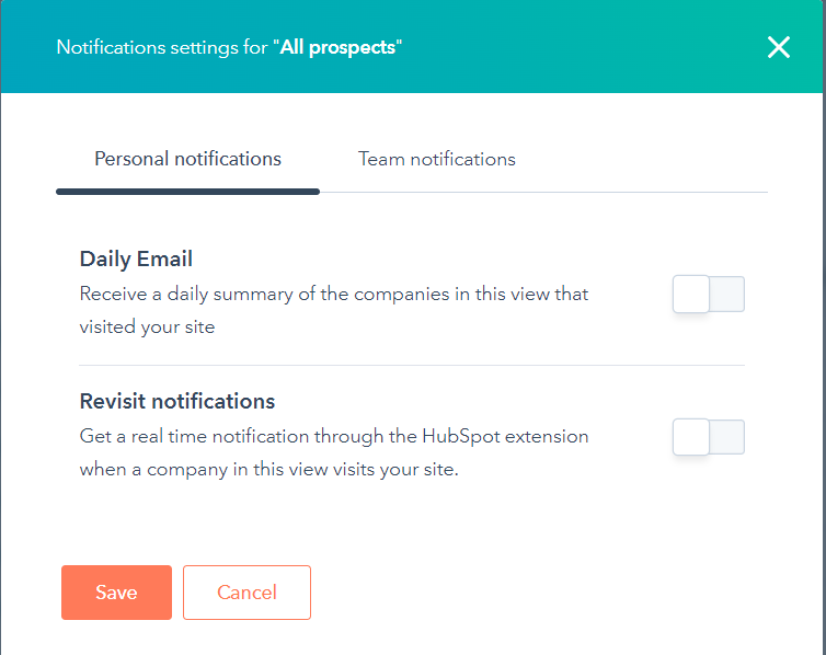 notification settings prospects tool